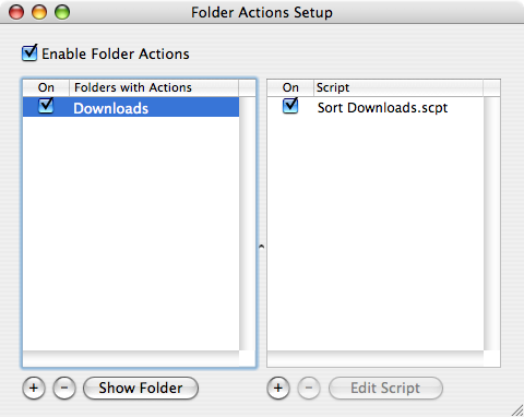 folder actions setup